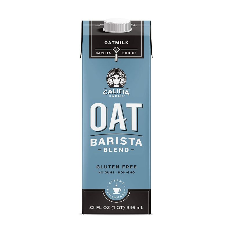 Photo 1 of 2 PACKS  Califia Farms - Oat Milk, Unsweetened Barista Blend, 32 Fl Oz (Pack of 6) | Shelf Stable | Non Dairy Milk | Creamer | Vegan | Plant Based | Gluten-Free | Non-GMO  BEST BY 01 DEC 2021  12 TOTAL
