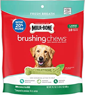 Photo 1 of 2 PACK Milk-Bone Fresh Breath Brushing Chews Daily Dental Dog Treats LARGE 18CT  BEST BY 03 APRIL 2022