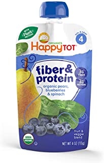 Photo 1 of 2 CASES  Happy Tot Organics Fiber & Protein Stage 4, Pears, Blueberries & Spinach, 4 Ounce Pouch (Pack of 16)   32 POUCHES TOTAL   BEST BY 04 JAN 2022
