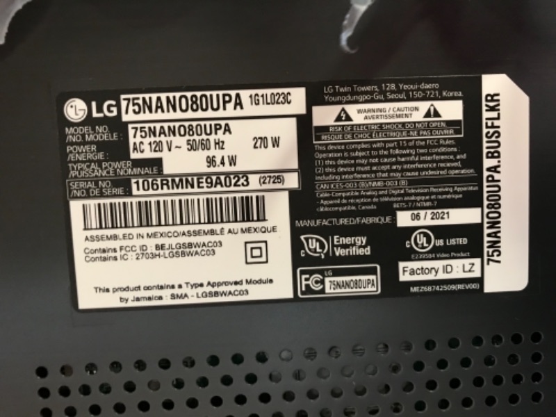 Photo 4 of LG NanoCell 80 Series 75” Alexa built-in 4k Smart TV (3840 x 2160), 120Hz Refresh Rate, AI-Powered 4K Ultra HD, Dolby Cinema, Dolby Vision (75NANO80UPA, 2021)
