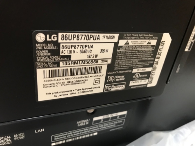 Photo 2 of LG UP8770 86-in 4K UHD 4K UHD 120Hz Smart TV 86UP8770PUA (2021)
