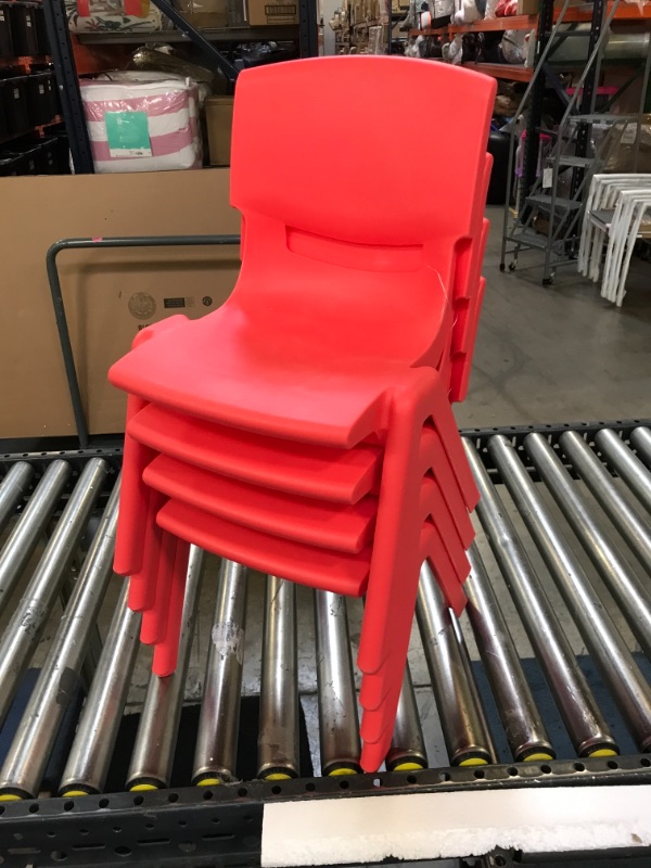 Photo 2 of Flash Furniture 4 Pack Red Plastic Stackable School Chair with 10.5'' Seat Height
