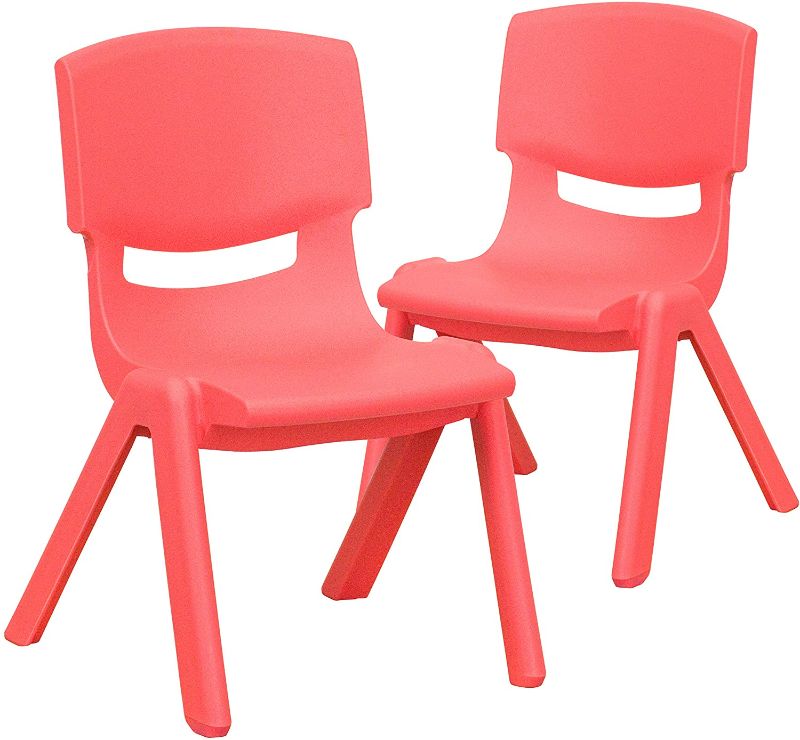 Photo 1 of Flash Furniture 2 Pack Red Plastic Stackable School Chair with 10.5'' Seat Height
