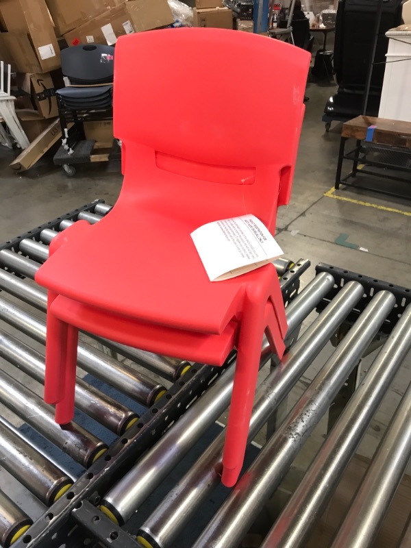 Photo 2 of Flash Furniture 2 Pack Red Plastic Stackable School Chair with 10.5'' Seat Height
