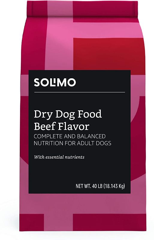 Photo 1 of Amazon Brand - Solimo Basic Dry Dog Food with Grains BEEF FLAVOR 40lbs  BEST BY OCT 2021
