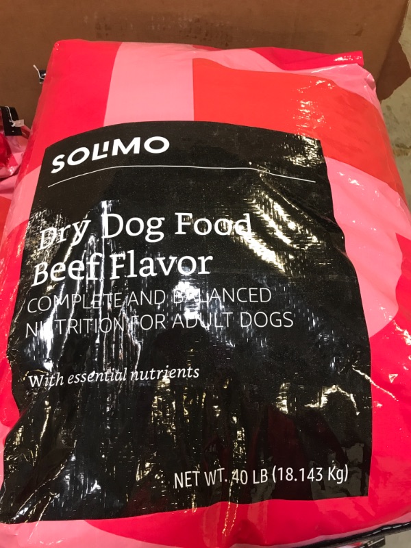 Photo 2 of Amazon Brand - Solimo Basic Dry Dog Food with Grains BEEF FLAVOR 40lbs  BEST BY OCT 2021
