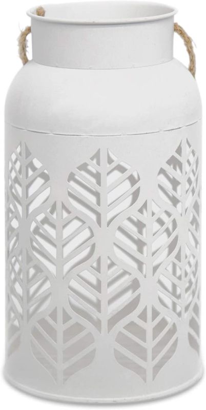 Photo 1 of Putuo Decor Carved Design Metal Vase, French Country Farmhouse Home Decor, 5" W, 9.5" H (White) 3PK
