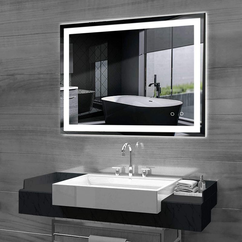 Photo 1 of HOMEXXPRESS 36X28 Bathroom Mirror with Lights |Vertical Or Horizontal Wall Mounted Makeup Vanity Mirror |6000k High Lumens Led Light, Sensory Touch, Anti-Fog, Dimmable Switch CRI 90 IP67 UL Listed
