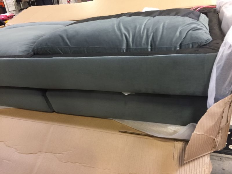 Photo 2 of incomplete item ---Divano Roma Furniture Modern Large Velvet Fabric Sectional Sofa, L-Shape Couch with Extra Wide Chaise Lounge (Grey) (BOX 2 OF 2--MISSING BOX ONE)
