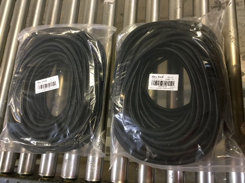 Photo 2 of Alex Tech 100ft – 3/8 inch Split Wire Loom Tubing Wire Conduit – Black 2PK
