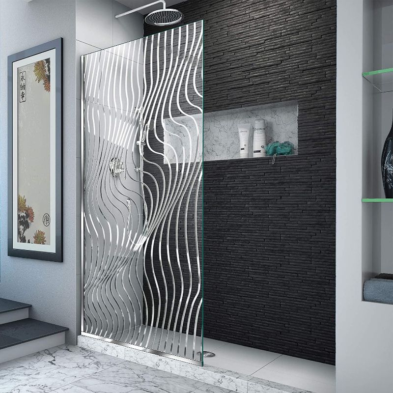 Photo 1 of DreamLine Platinum Linea Surf 34 in. W x 72 in. H Single Panel Frameless Shower Screen in Polished Stainless Steel, D3234721M11-08
