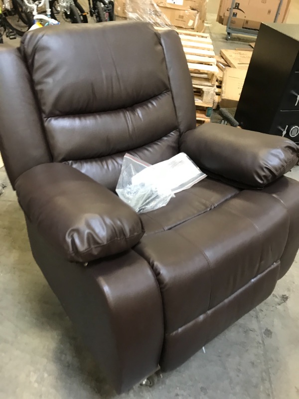 Photo 4 of Divano Roma Furniture EXP-CAM008-BRWN Bonded Leather Rocker Recliner Living Room Chair (Brown)