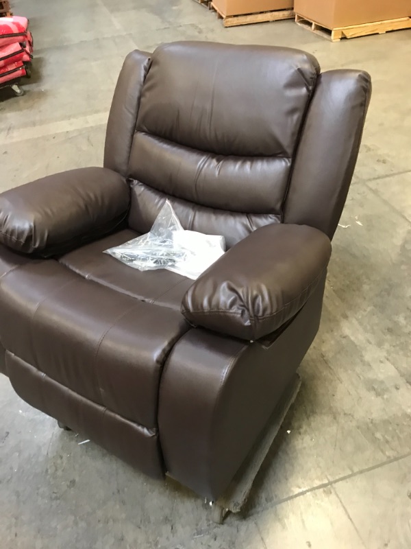 Photo 3 of Divano Roma Furniture EXP-CAM008-BRWN Bonded Leather Rocker Recliner Living Room Chair (Brown)