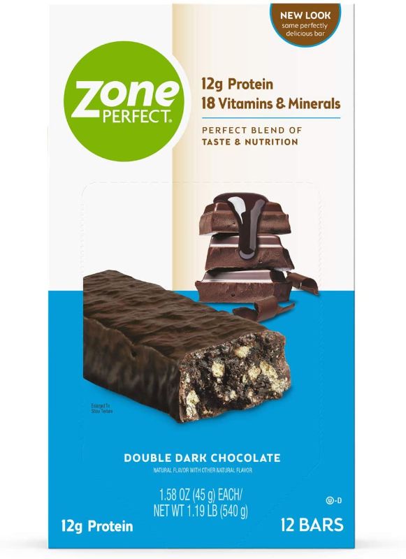 Photo 1 of ZonePerfect Protein Bars, Double Dark Chocolate, 12g of Protein, Nutrition Bars With Vitamins & Minerals, Great Taste Guaranteed, 12 Bars