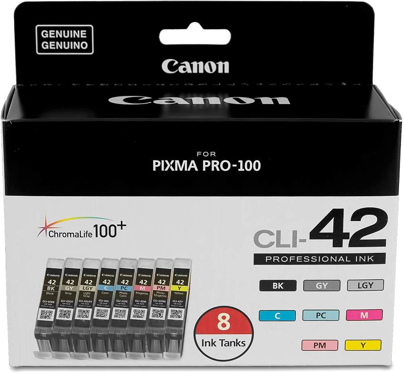 Photo 1 of Canon CLI-42 8 PK Value Pack Ink, 8 Pack Compatible to PIXMA PRO-100