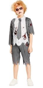 Photo 1 of 2 Pack IKALI Zombie Halloween Costume, Girls Boys Women Cheerleader High School Prisoner Bride Nurse Bloody Kids Fancy Dress Outfit Size 6-8Y