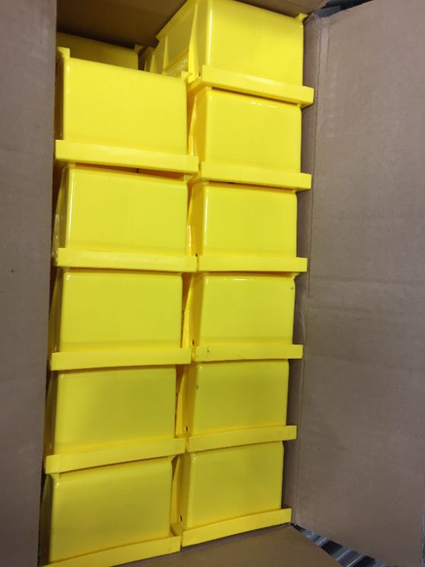 Photo 3 of Akro-Mils 30210YEL AkroBins Plastic Storage Bin Hanging Stacking Containers, (5-Inch x 4-Inch x 3-Inch), Pack of 24, Yellow