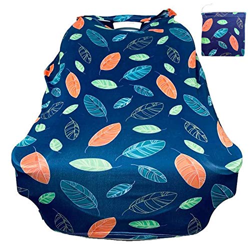 Photo 1 of Baby car seat Canopy by Seedlings Haven (Blue-Orange Leaves)