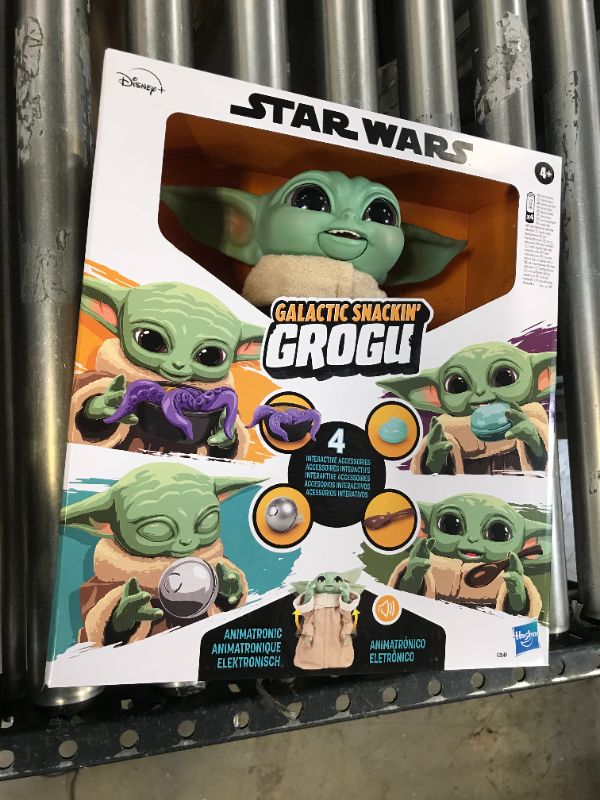 Photo 2 of BRAND NEW Star Wars Galactic Snackin’ Grogu 9.25-Inch-Tall Animatronic Toy, 40+ Sound and Motion