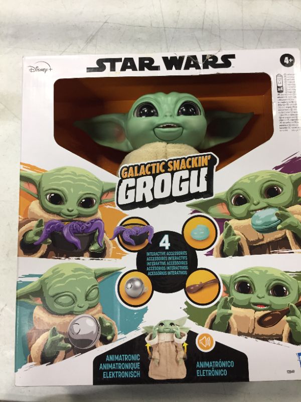 Photo 2 of BRAND NEW Star Wars Galactic Snackin’ Grogu 9.25-Inch-Tall Animatronic Toy, 40+ Sound and Motion