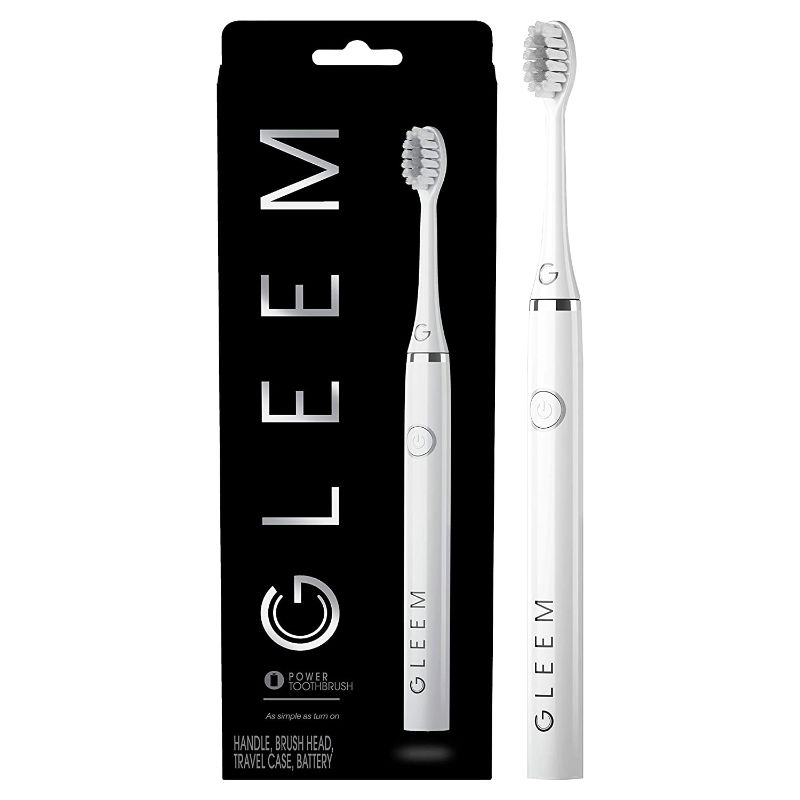 Photo 1 of Gleem Battery Power Electric Toothbrush with Travel Case, Soft Bristles, White