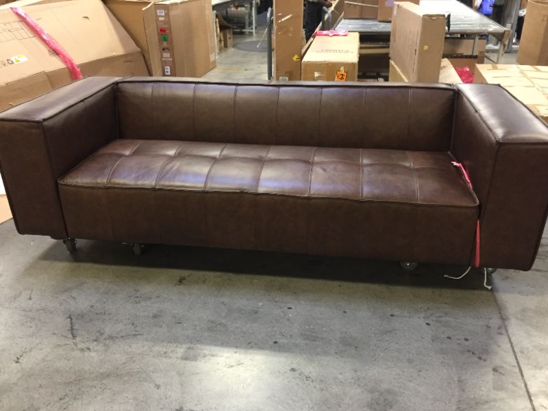 Photo 3 of BRAND NEW Amazon Brand – Rivet Thomas Genuine Leather Modern Sofa Couch, 101.2"W, Chestnut