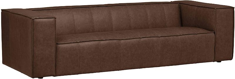 Photo 1 of BRAND NEW Amazon Brand – Rivet Thomas Genuine Leather Modern Sofa Couch, 101.2"W, Chestnut