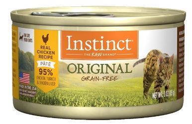 Photo 1 of (Case of 24) Instinct Original Grain-Free Real Chicken Recipe Natural Wet Canned Cat Food by Nature's Variety, 3 oz. Cans BB 12 09 2023