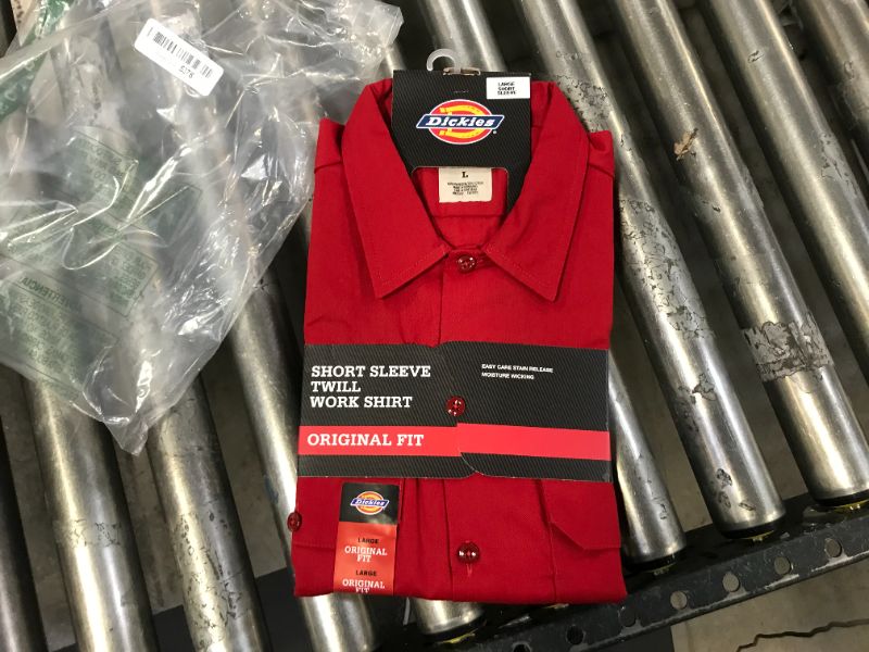 Photo 2 of Dickies Men's Short Sleeve Work Shirt, English Red, Large
