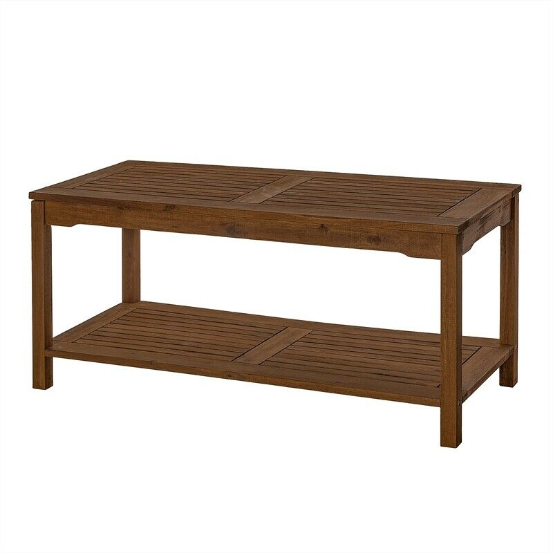 Photo 1 of Acacia Wood Patio Coffee Table in Dark Brown
