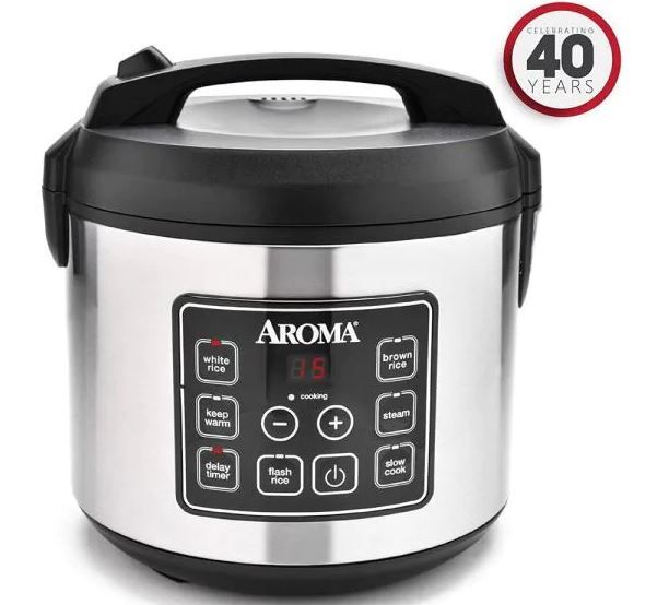 Photo 1 of Aroma 20-Cup Silver Rice Cooker with Food Steamer and Slow Cooker Functions