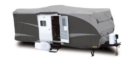 Photo 1 of ADCO Travel Trailer Designer Series RV Cover, Gray SFS AquaShed Top/Gray Polypropylene Sides