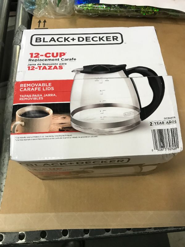 Photo 2 of BLACK+DECKER 12-Cup* Replacement Carafe, Glass, GC3000B-T