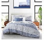 Photo 1 of Anne Klein Isola Striped Comforter Set with Decorative Pillows, Full/Queen, Blue