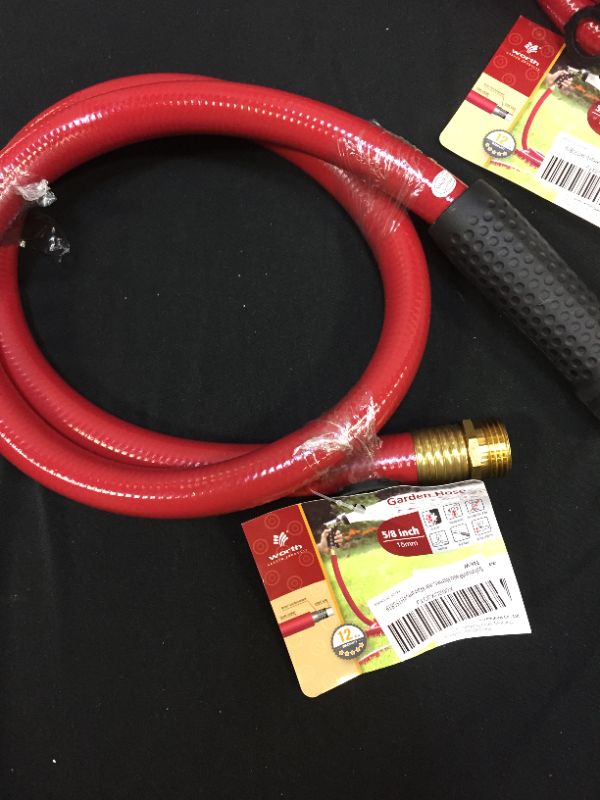 Photo 2 of  5/8 in. x 4 ft. Short Garden Hose Red