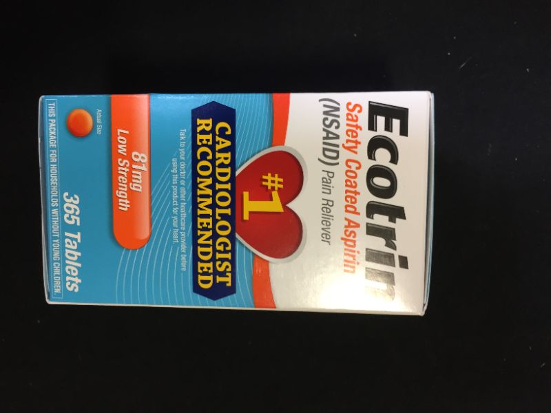 Photo 2 of Ecotrin Low Strength Aspirin , #1 Cardiologist Recommended, 81mg Low Strength, 365 Safety Coated Tablets
10/22