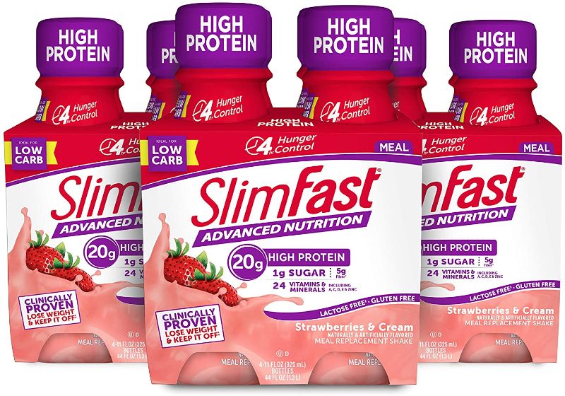 Photo 1 of SlimFast Advanced Nutrition High Protein Meal Replacement Shake, Strawberries & Cream, 20g of Ready to Drink Protein, 11 Fl. Oz Bottle, 4 Count (Pack of 3)
08/03/22