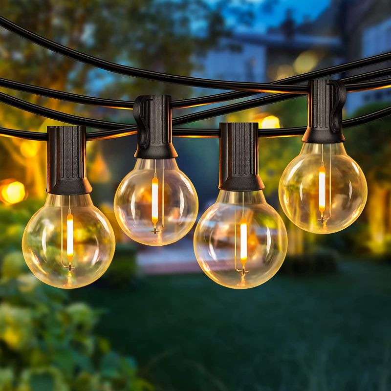 Photo 1 of 50FT LED G40 Globe String Lights, Shatterproof Outdoor Patio String Lights 2200K with 50+2 Dimmable Edison Bulbs, 50 Backyard Hanging Lights, Bistro Light Waterproof for Balcony Party Wedding Market
