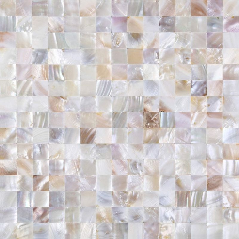 Photo 1 of eazart Peel and Stick Tile Backsplash 10PCS Mother of Pearl Shell Mosaic Stick on Decor for Kitchen Living Room Bathroom (Nature White)
