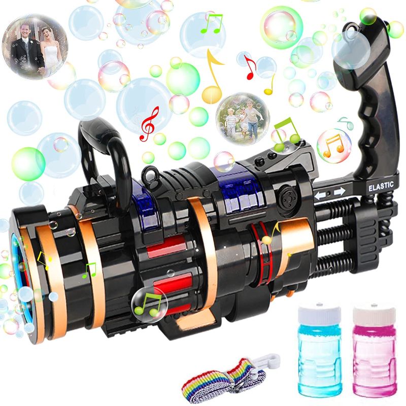 Photo 1 of Bubble Gun,Gatling Bubble Machine Bubble Gun?UpgradeAutomatic Bubble Maker Machine Electric Bubble Gun,With lights and music - for Summer outdoor toys/ bath toys
