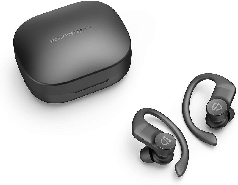 Photo 1 of SOUNDPEATS TrueWings True Wireless Earbuds Over-Ear Hooks Bluetooth Headphones 5.0 in-Ear Stereo Wireless Earphones with Touch Control IPX7 for Sports, 13.6mm Driver, Mono/Stereo Mode, USB-C Charge