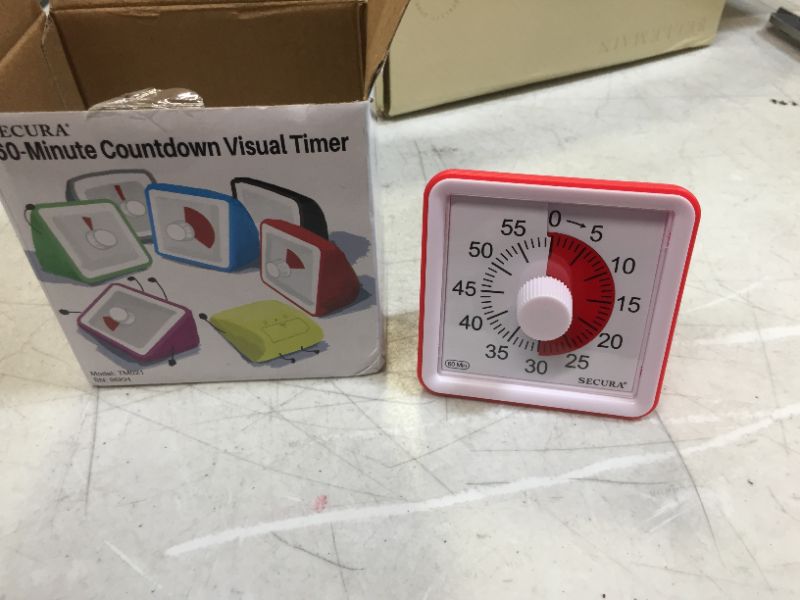 Photo 2 of Secura 60-Minute Visual Timer, Classroom Countdown Clock, Silent Timer for Kids and Adults, Time Management Tool for Teaching (Red)
