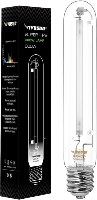 Photo 1 of VIVOSUN Hydroponic High PAR Enhanced Red and Orange Spectrums 600 Watt Flowering High Pressure Sodium HPS Grow Light Bulb Lamp Ultra Bright 90,000 Lumens
