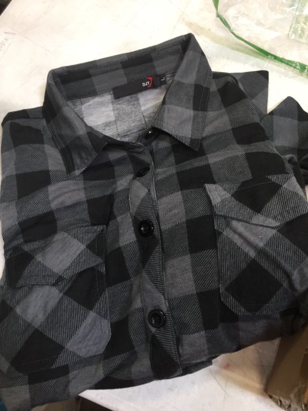 Photo 2 of DJT Women’s Roll Up Long Sleeve Collared Button Down Plaid Shirt
