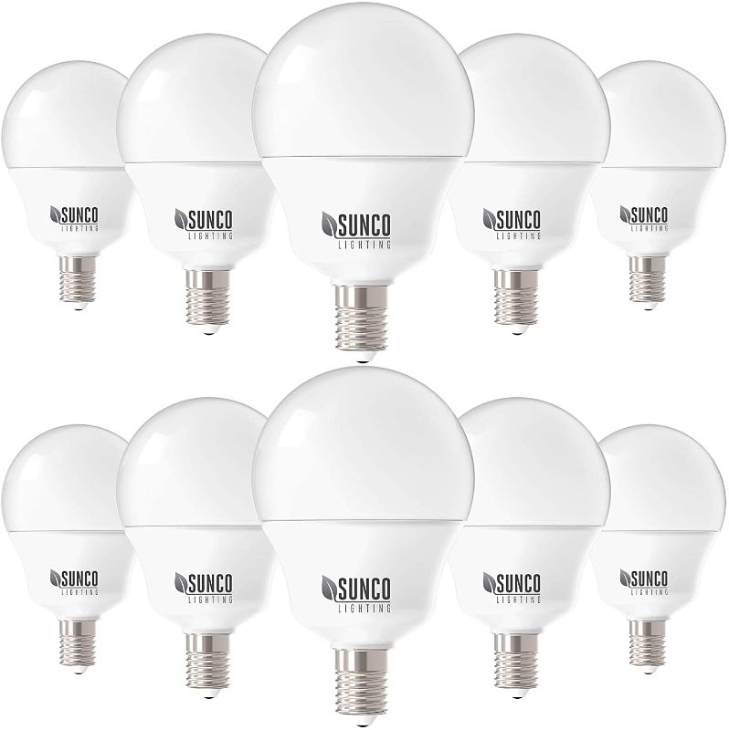 Photo 1 of Sunco Lighting 10 Pack G14 LED Globe, 5W=40W, Candelabra Bulb, 450 LM, 6000K Daylight Deluxe, Small Edison Screw Base E12, Frosted - UL
