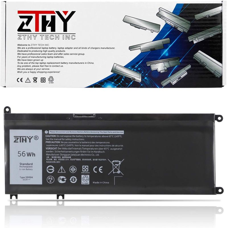 Photo 1 of ZTHY 33YDH Laptop Battery for Dell Inspiron 15 7577 17 7773 7778 7786 7779 2in1 G3 15 3579 G3 17 3779 G5 15 5587 G7 15 7588 Latitude 3380 3480 3490 3590 3580 3400 3500 451-BCDM PVHT1 56Wh 4-Cell 15.2V
