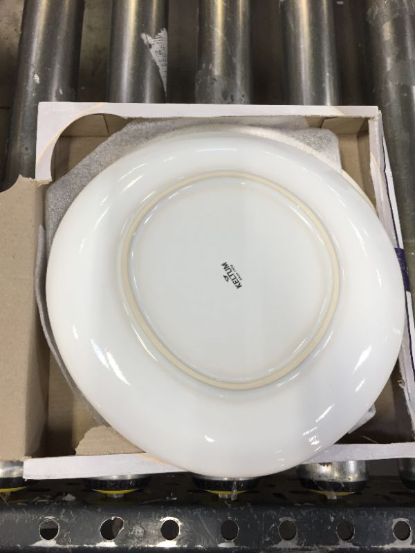 Photo 3 of 2 Keltum Cotton White Glazed Stoneware Serving Plate, 15"
