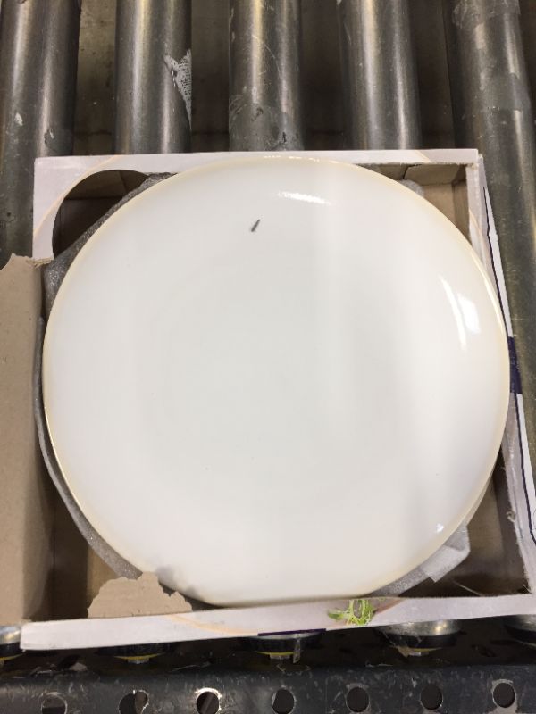 Photo 2 of 2 Keltum Cotton White Glazed Stoneware Serving Plate, 15"
