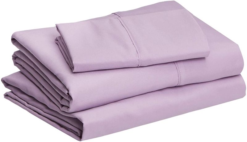 Photo 1 of Amazon Basics Lightweight Super Soft Easy Care Microfiber Bed Sheet Set with 14" Deep Pockets - Twin, Frosted Lavender
