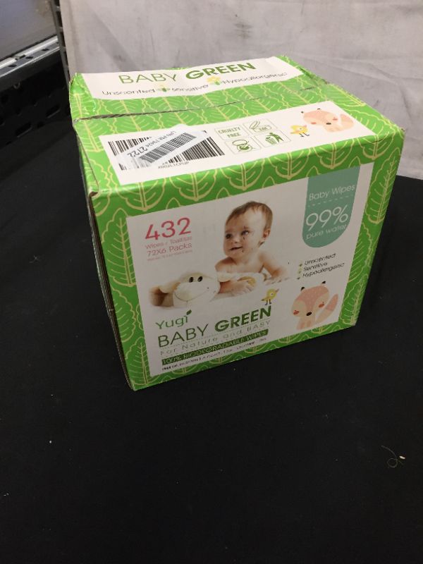 Photo 2 of Baby Green Biodegradable Baby Wipes Unscented – (6 Packs of 72) 432 – compostable 99% Pure Water Plastic FREE Moist Newborn Diaper Wipes Fragrance Free, Wet Wipes for Babies & Adults Sensitive Skin
